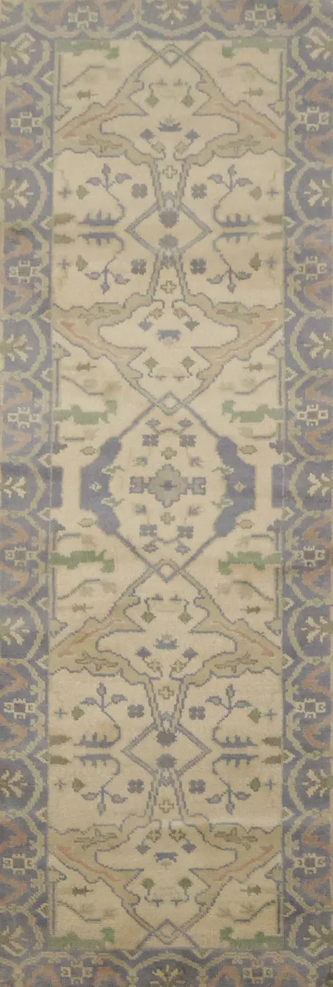Vintage Oriental Runner Rug with Elegant Geometric Design 3x8