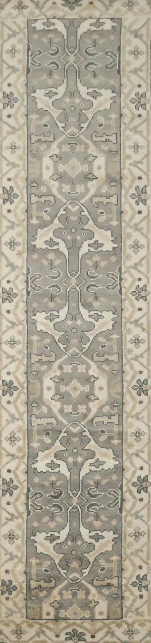 12' Long Grey Runner Traditional Oushak Hand Made Rug 11' 9'' X 2' 9''