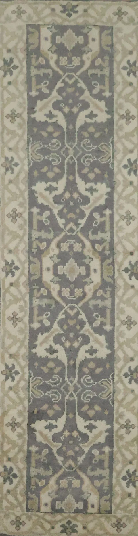 Classic Geometric Grey Runner Rug 3x10
