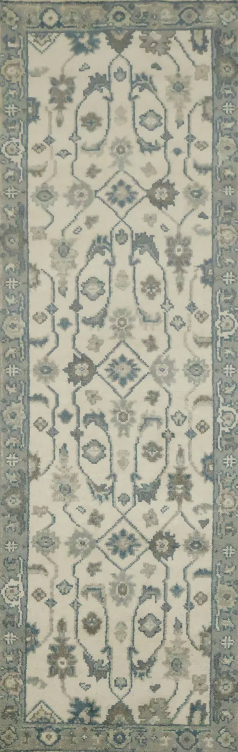 Sophisticated Floral Motif Runner Rug 3x8