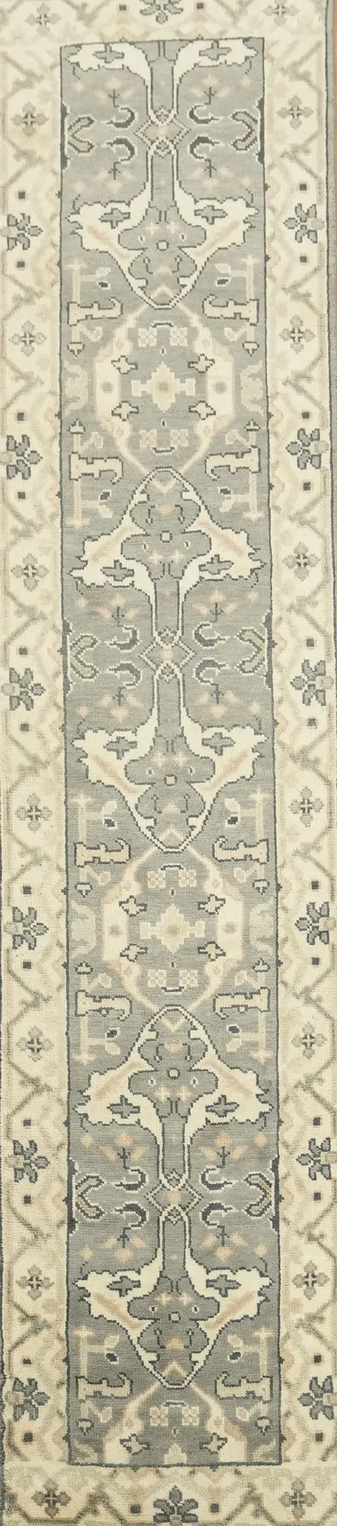 Traditional Grey and Cream Rug Runner 3x12