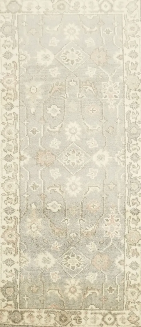 Grey and Beige Floral Rug with Vintage Charm and Timeless Design 6' 0'' X 2' 7''