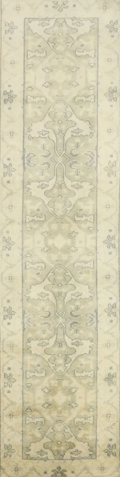 Timeless Ivory and Gray Floral Runner Rug 3x10