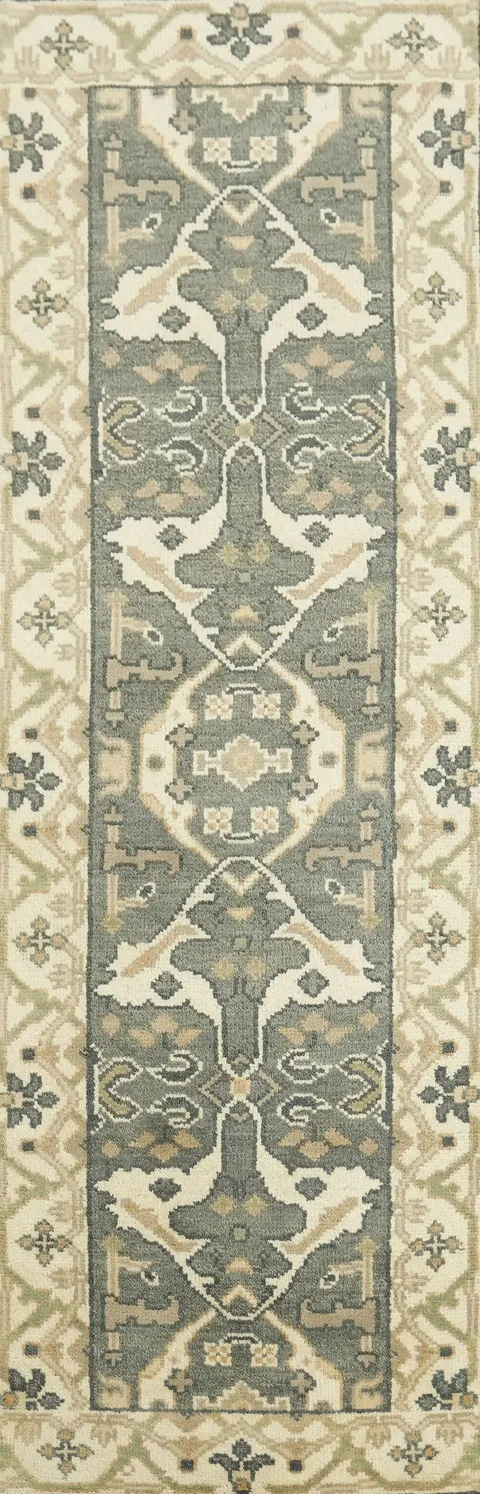 Elegant Turkish Grey Runner Rug 3x8
