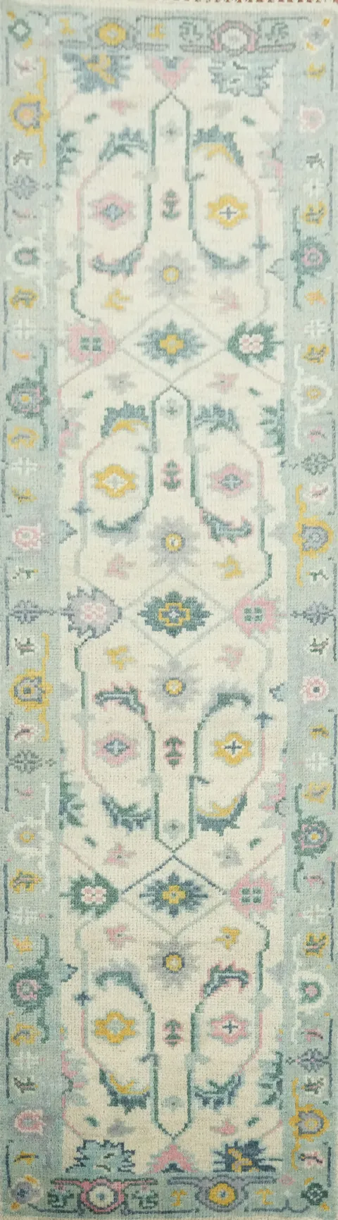Pastel Color Traditional Oushak Hand Made Runner Rug  8' 2'' X 2' 3''