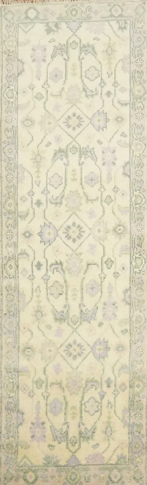 Elegant Vintage Runner Rug in Pastel Tones 3x8
