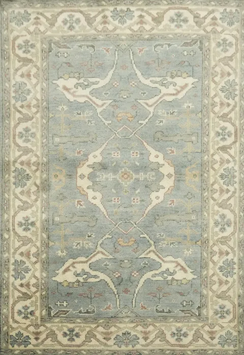 Classic Style Soft Blue Floral Design Rug 4x6