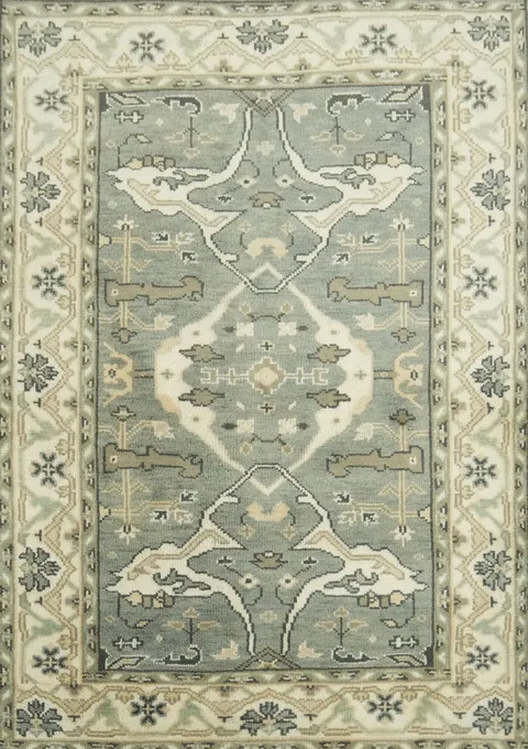 Grey and Cream Timeless Classic Wool Rug 4x6