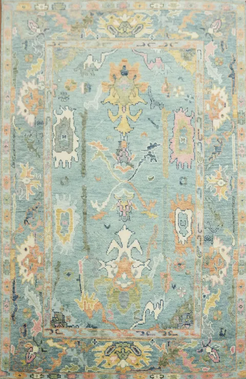 Blue Traditional Oushak Hand Made Area Rug 6x9