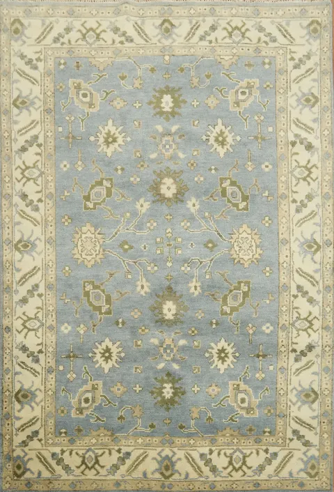 Light Blue Traditional Oushak Hand Made Area Rug 6x9