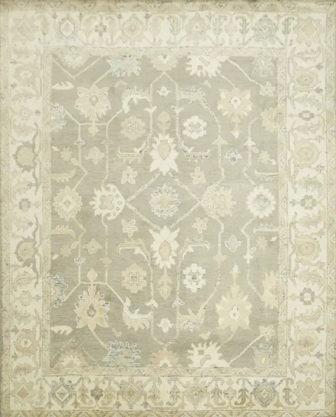 Muted Green Traditional Oushak Hand Made Area Rug 8x10