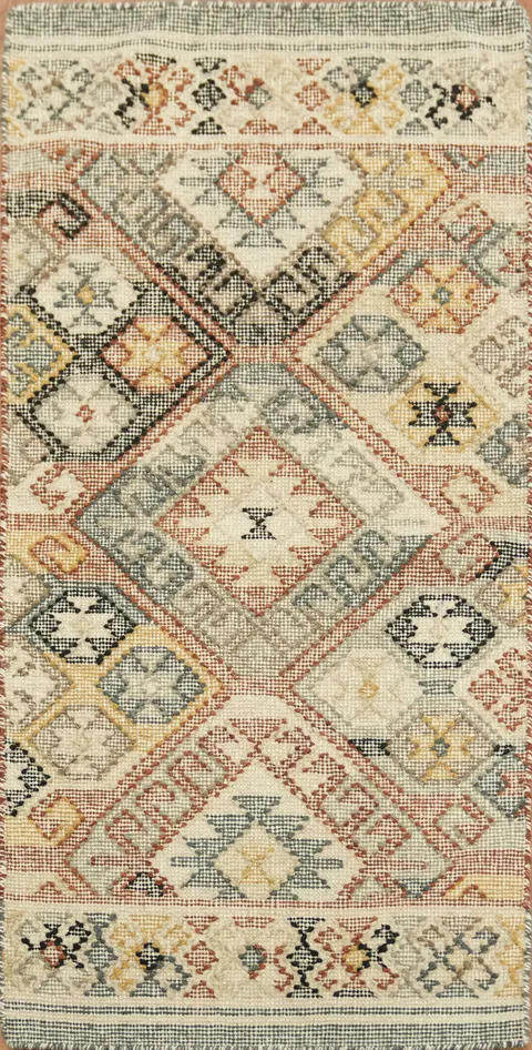 Kilim Oriental Runner Rug 2x5 Hand-Woven Wool Tribal Carpet