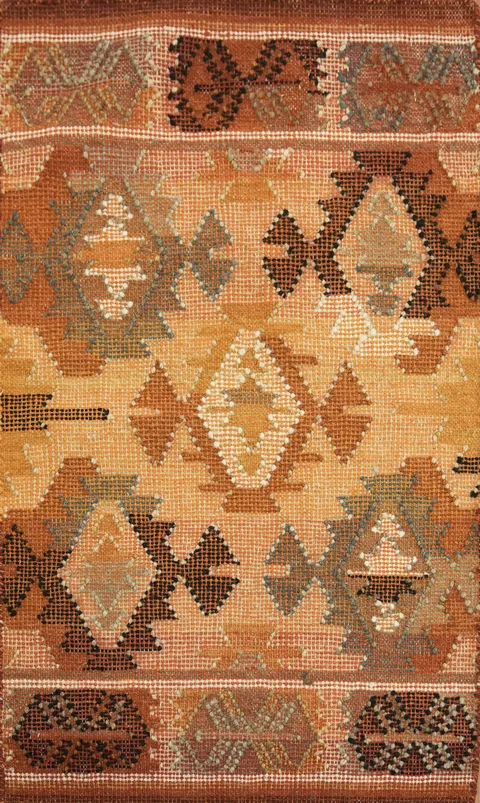 Small 2x3 Geometric Kilim Rug – Hand-Woven Tribal Oriental Wool Accent Rug