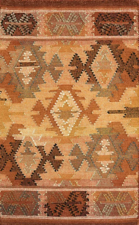 2x3 Vintage Style Kilim Rug with Warm Terracotta and Beige Hues