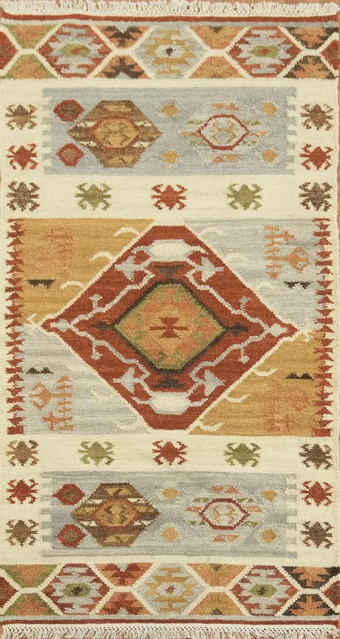 Handwoven Geometric Multicolor Kilim Oriental Rug 3x5