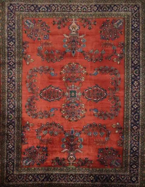 Outstanding Floral Wool Sarouk Oriental Area Rug 8x11
