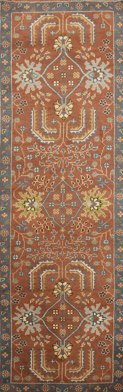 Sophisticated Orange Floral Runner Rug 3x8