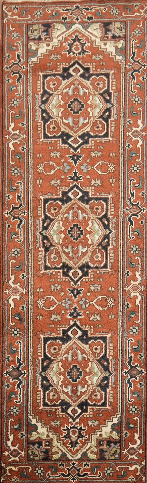 Classic Geometric Wool Runner Rug 3x8