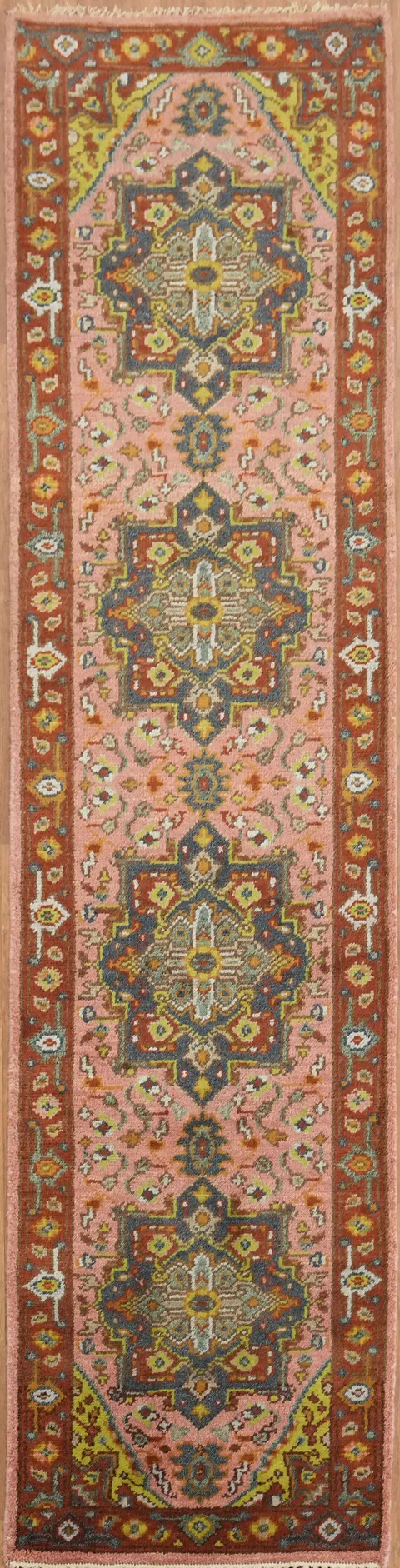 10 ft Pink Traditional Runner Rug Enhances Your Interior Aesthetic  10' 2'' X 2' 7''