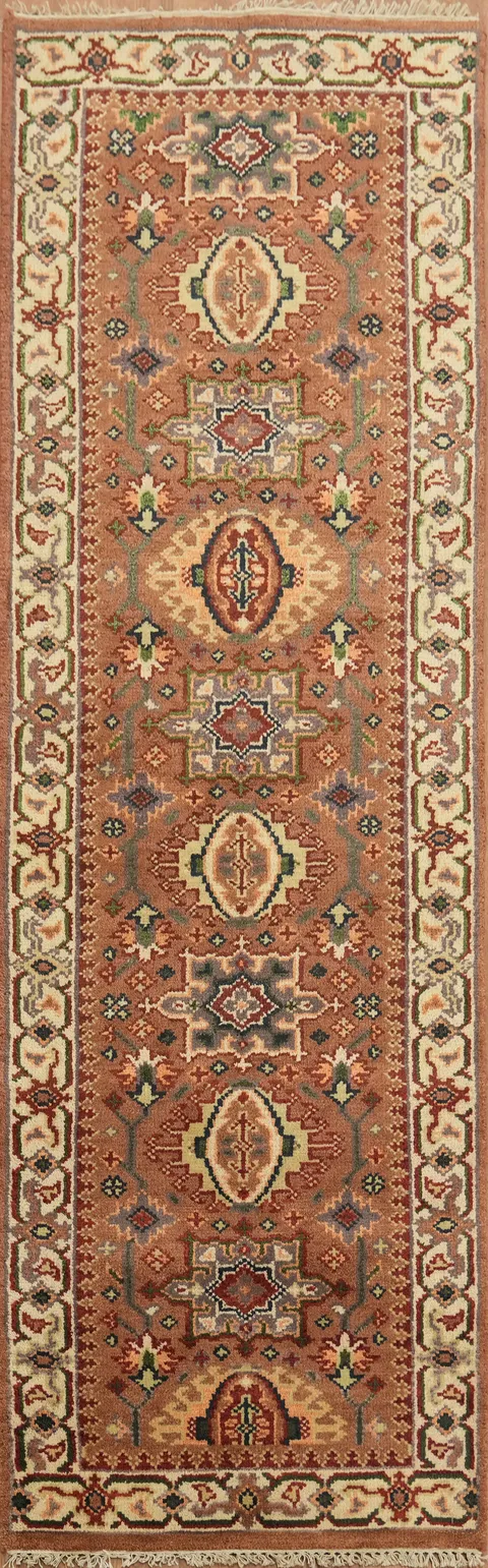 Vintage-Style Terracotta Hallway Runner Rug in Rich Earth Tones 8' 0'' X 2' 6''
