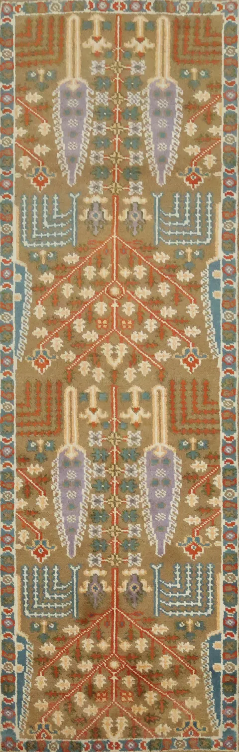 Elegant Earth-Toned Runner Rug with Unique Tribal Aesthetics 7' 10'' X 2' 6''