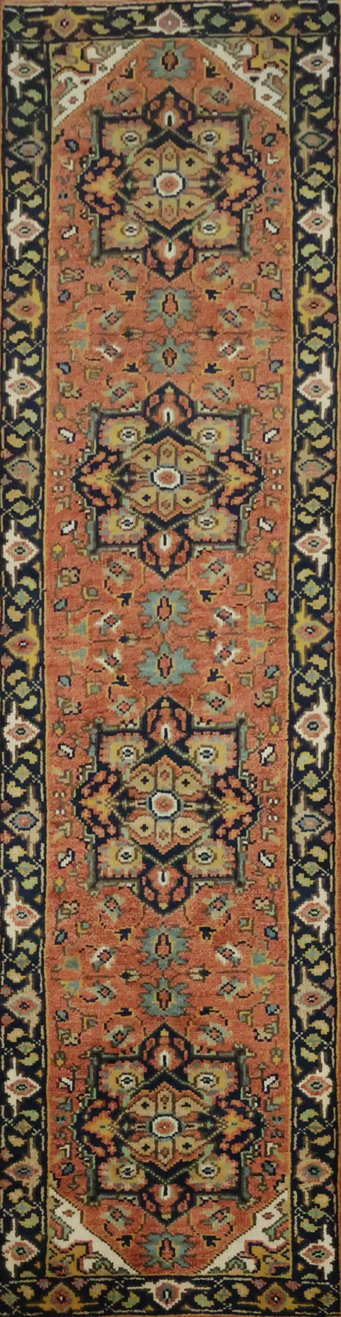 Elegant Hand-knotted Terracotta Runner Rug 3x10