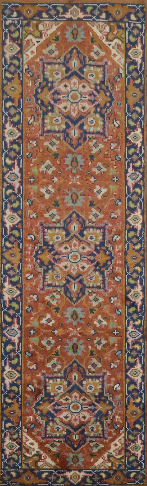 Traditional Artisan Wool Rug with Intricate Geometric Patterns 8' 0'' X 2' 5''