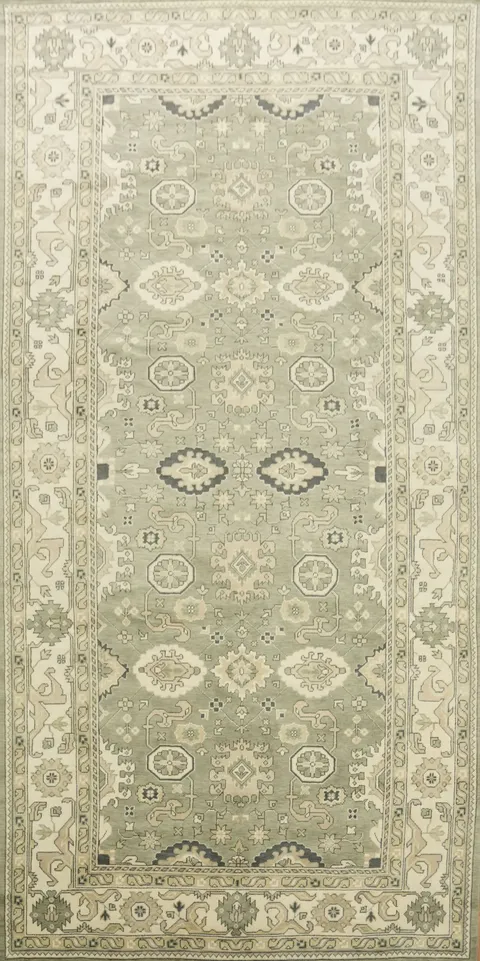 Green Traditional Oushak Hand Made Large Rug 10x20