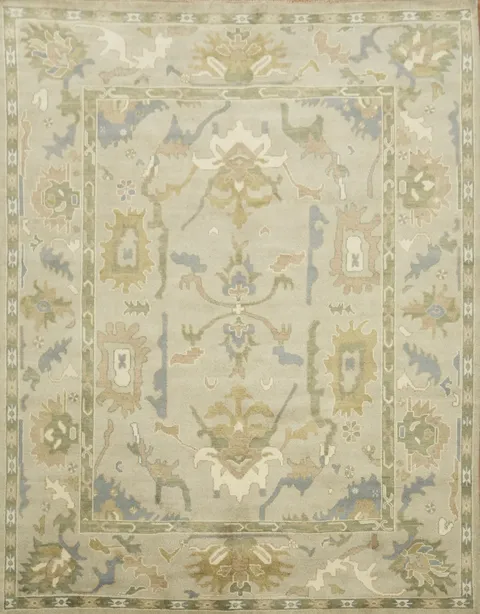 Light Sage Green Traditional Oushak Hand Made Area Rug 9x12