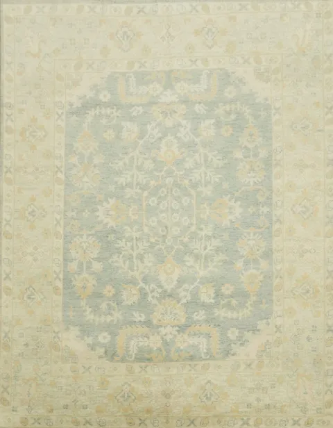 9'x12' Classic Oushak Traditional Rug with Subtle Floral Patterns in Pastel Hues