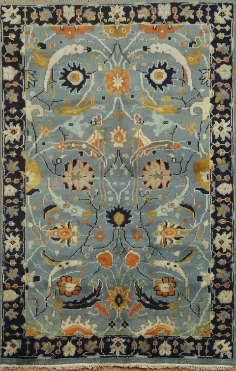 5'x8' Traditional Rug with Stunning Blue and Orange Designs