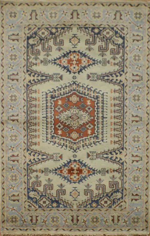 Geometric Artisan Wool Rug 5x8