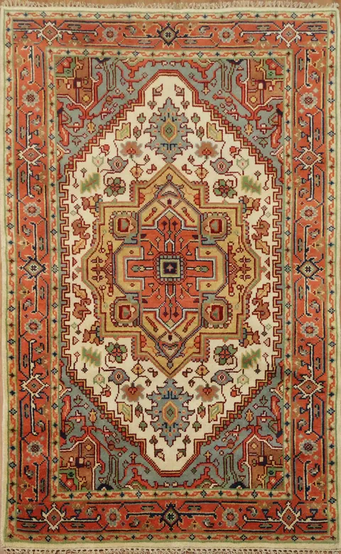 Intricate Wool Rug with Timeless Tribal Design 5x8