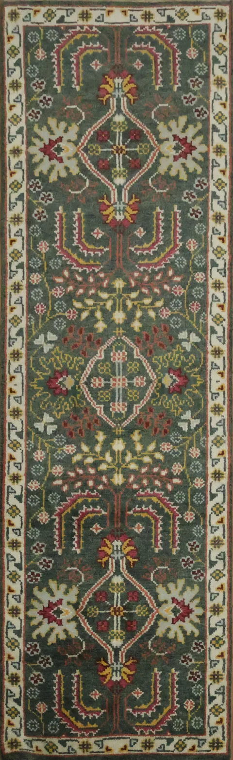 Classic Green Runner Rug Perfect for Hallways Entry 7' 11'' X 2' 5''