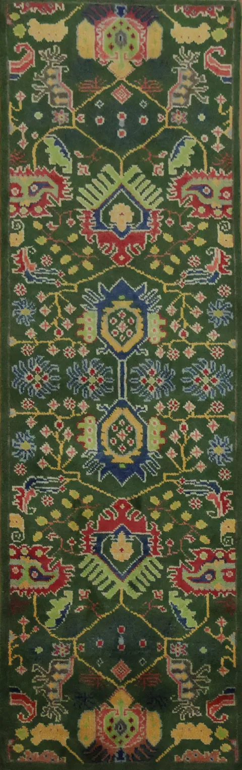 Vibrant Forest Green Floral Runner Rug 7' 11'' X 2' 6''