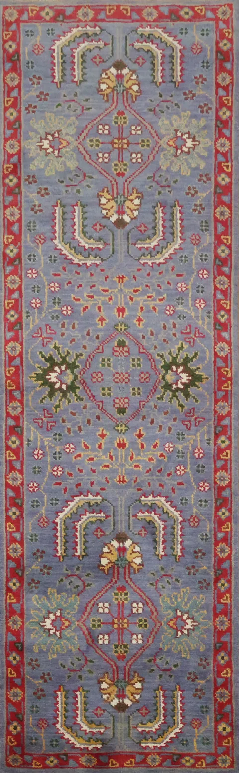 Vibrant Blue and Red Runner for Hallways 8' 1'' X 2' 6''
