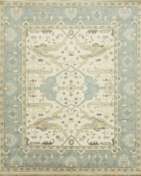 Traditional 8'x10' Blue and Cream Vintage-style Area Rug Decor