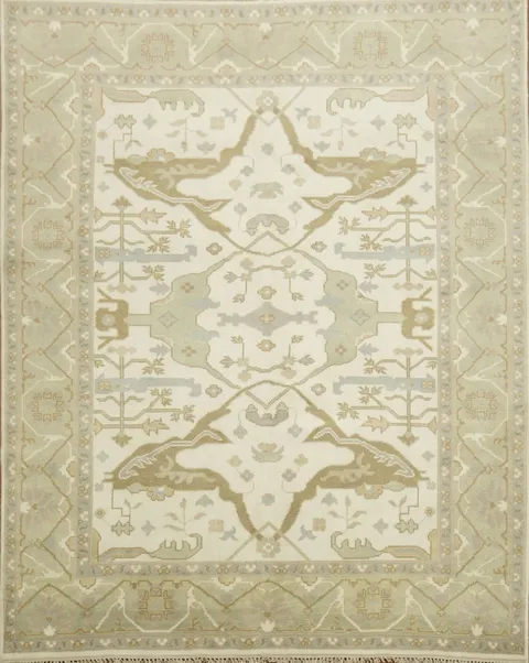 Elegant Beige and Blue Rug with Classic Oriental Design 8'x10'