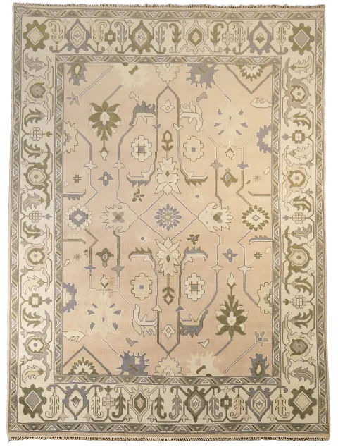 Traditional Light Salmon Pink Area Rug in Subtle Tones and Delicate Motifs 9'x12'