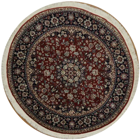 Kashan Oriental Round Wool Rug 5x5