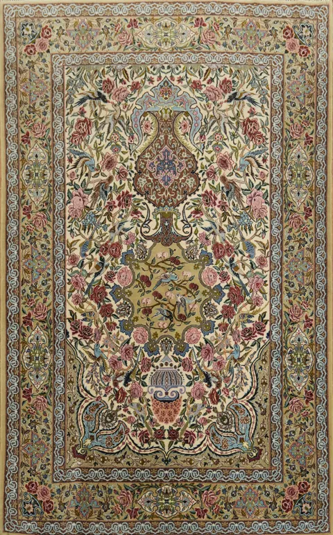 Fine Wool & Silk Tabriz Persian Rug 4x6