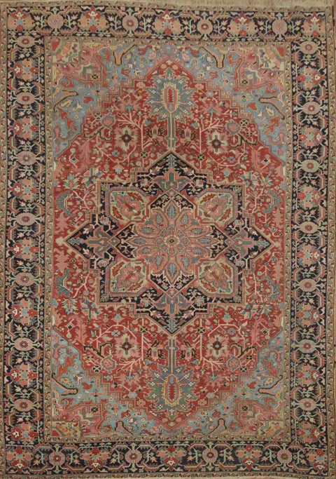 Antique Wool Heriz Serapi Oriental Area Rug 9x13