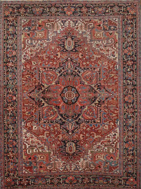 Heriz Oriental Geometric Wool Area Rug 9x12