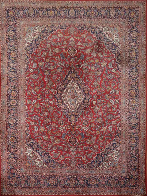 Kashan Persian Wool Area Rug 9x12