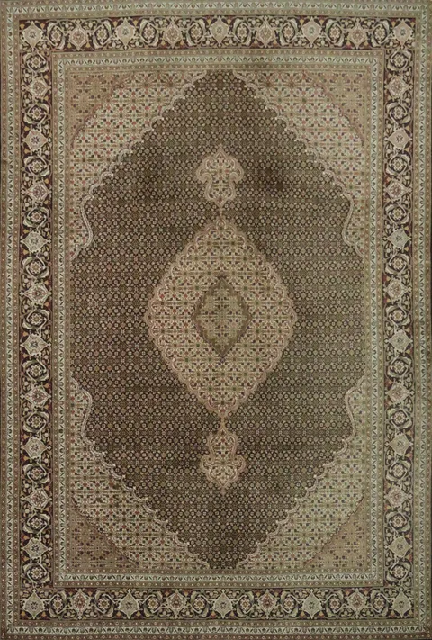 Black Wool Tabriz Persian Area Rug 7x10