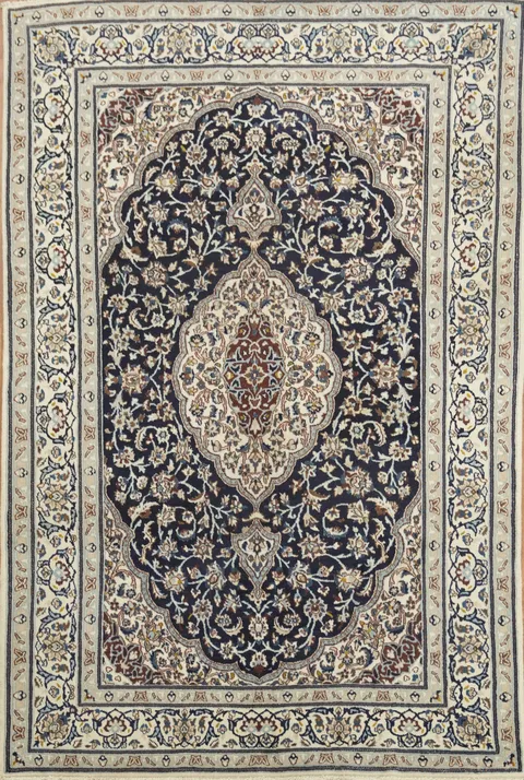 Blue Wool Nain Persian Area Rug 6x9