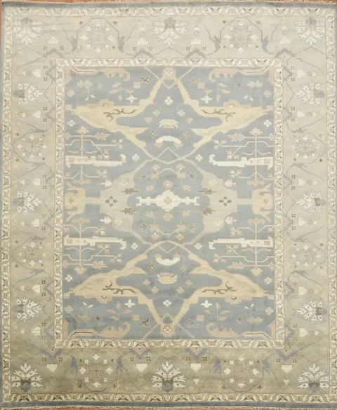 Blue and Green Traditional Oushak Hand Made Large Rug 12'x15'