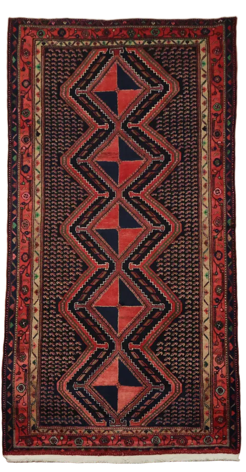 Blue Zanjan Persian Tribal Wool Rug 5x10