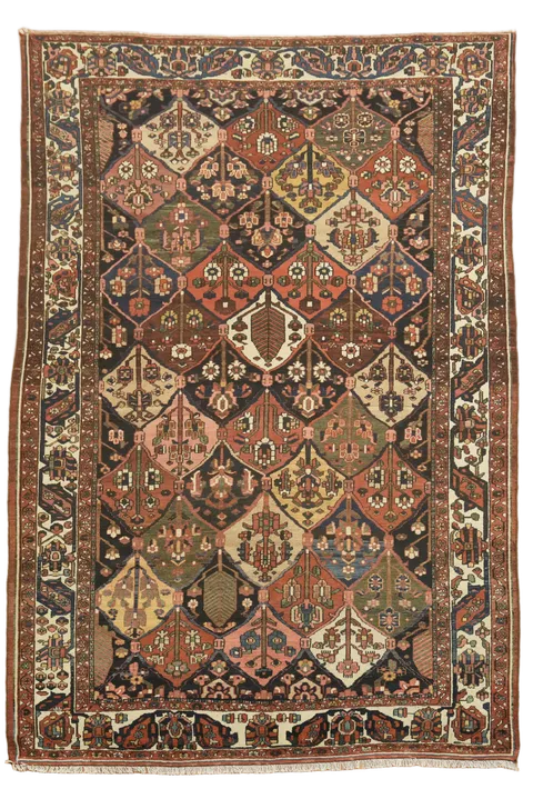 Vintage Wool Bakhtiari Persian Area Rug 7x10