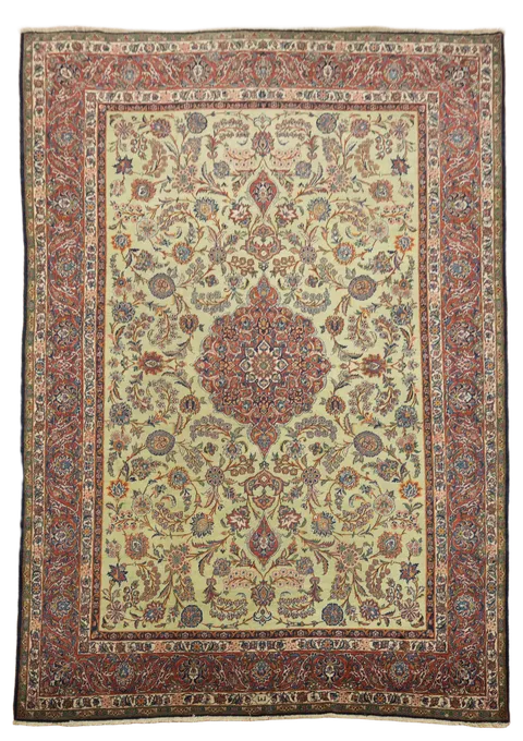 Vintage Vegetables Dye Wool Kashan Oriental Area Rug 9x13